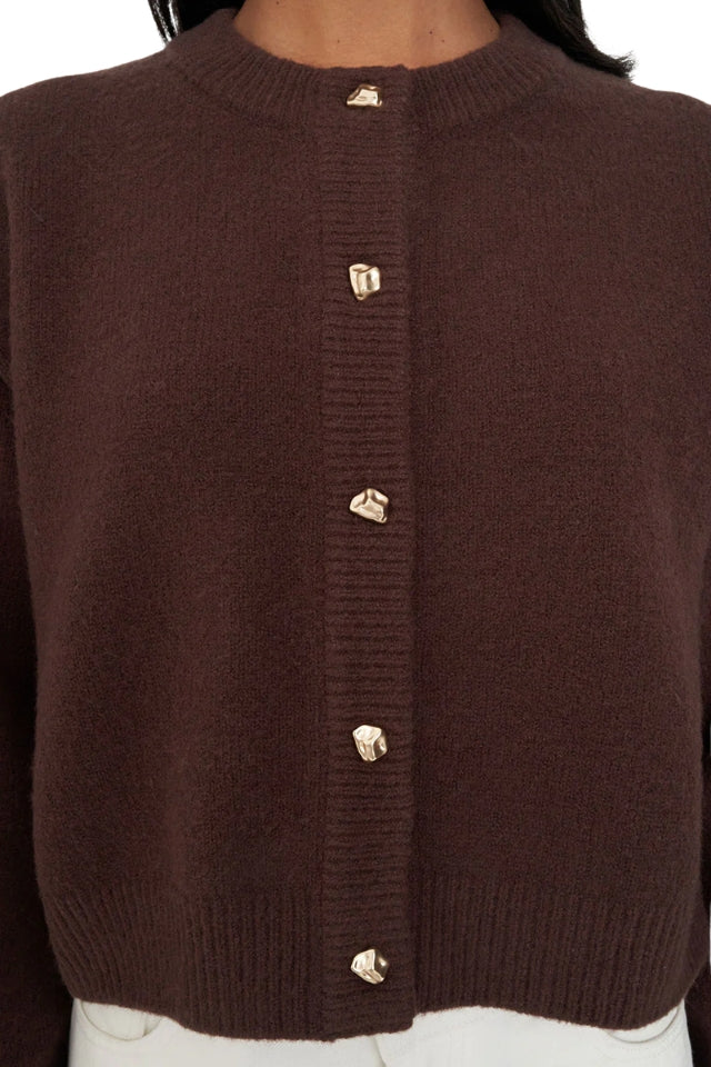 Elle Crop Cardigan - Chestnut