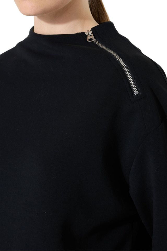 Zip Detial Sweat - Black
