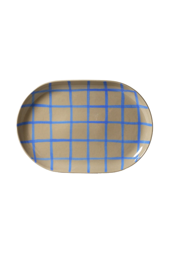 Oval Tray - Coastal Junction Stone W/Blue Handbrush