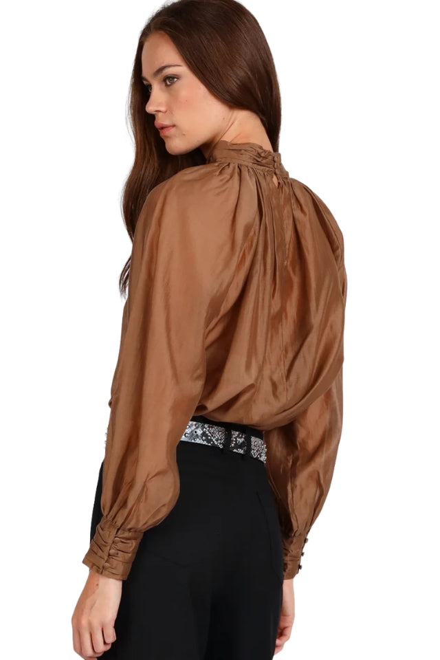 High Neck Detail Top - Cinnamon