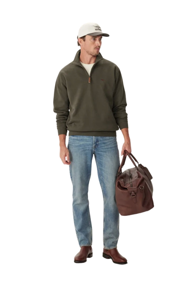 Mulyungarie 1/4 Zip Sweatshirt - Dark Olive/Olive