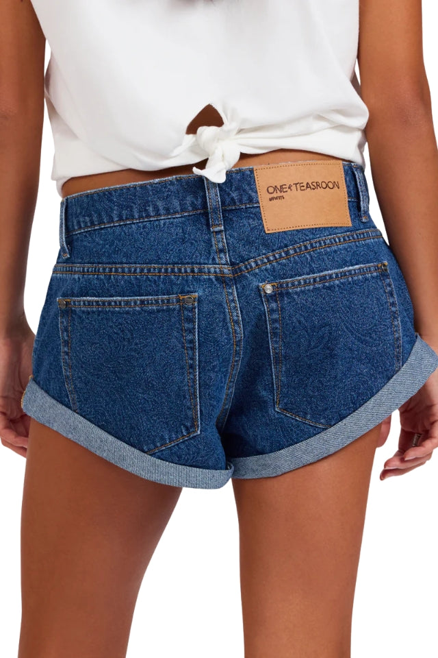 Bandits Low Waist Denim Shorts - Paisley Blue