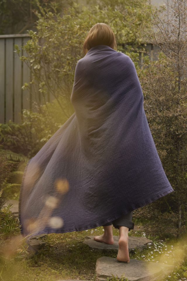 Oslo Lambswool Oxford Throw - Blue Lupin