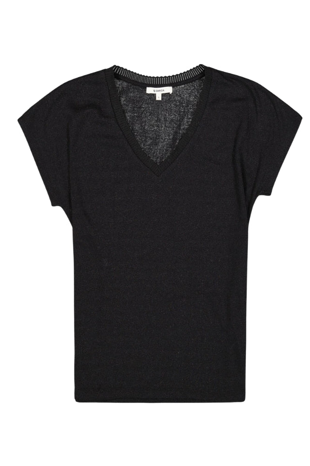 Metallic V Tee - Black