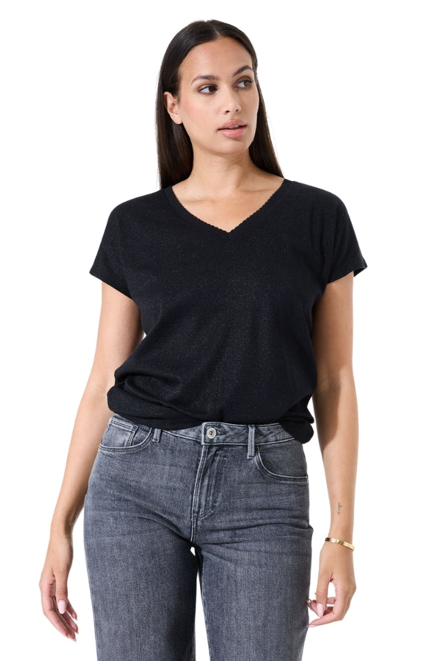 Metallic V Tee - Black