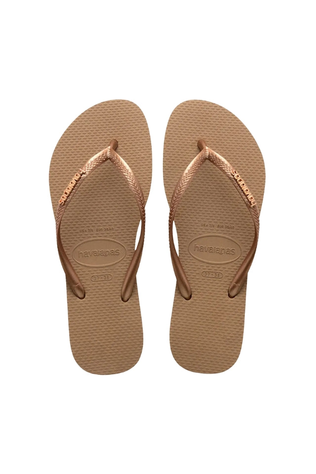Slim Logo Metallic Jandals - Rose Gold