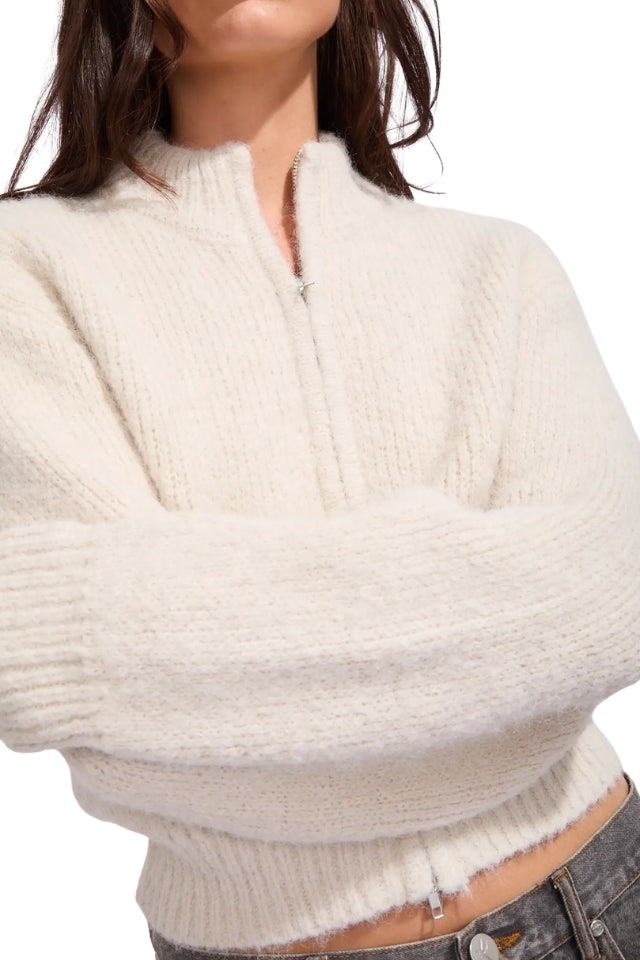Leila Zip Thru Jumper - Chalk