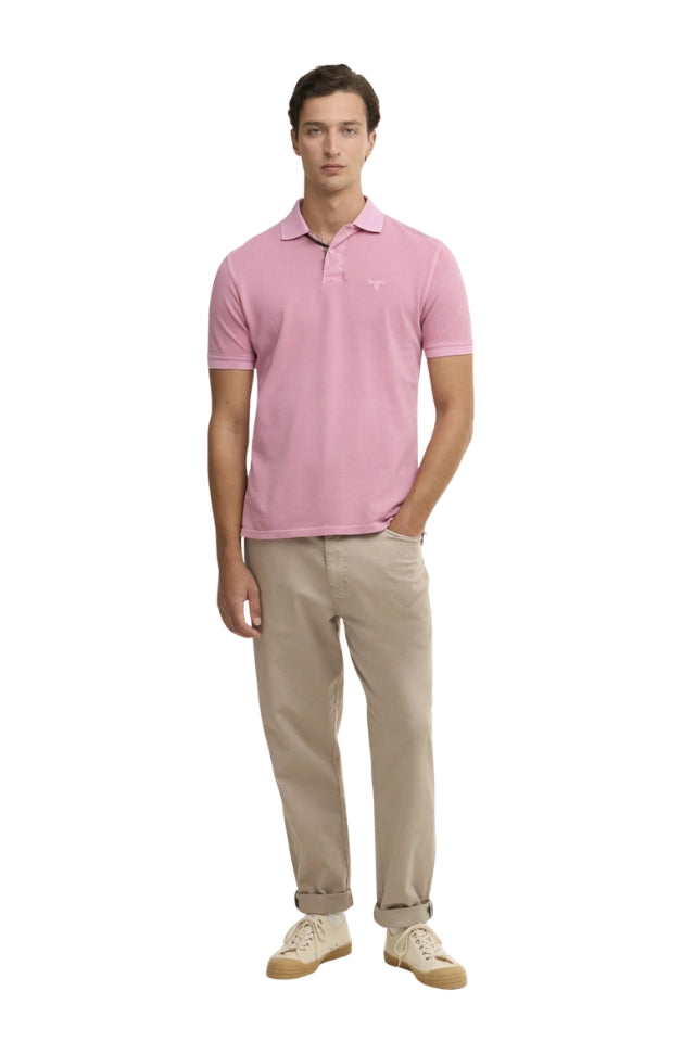 Washed Tartan Tailored Fit Pique Polo - Washed Pink