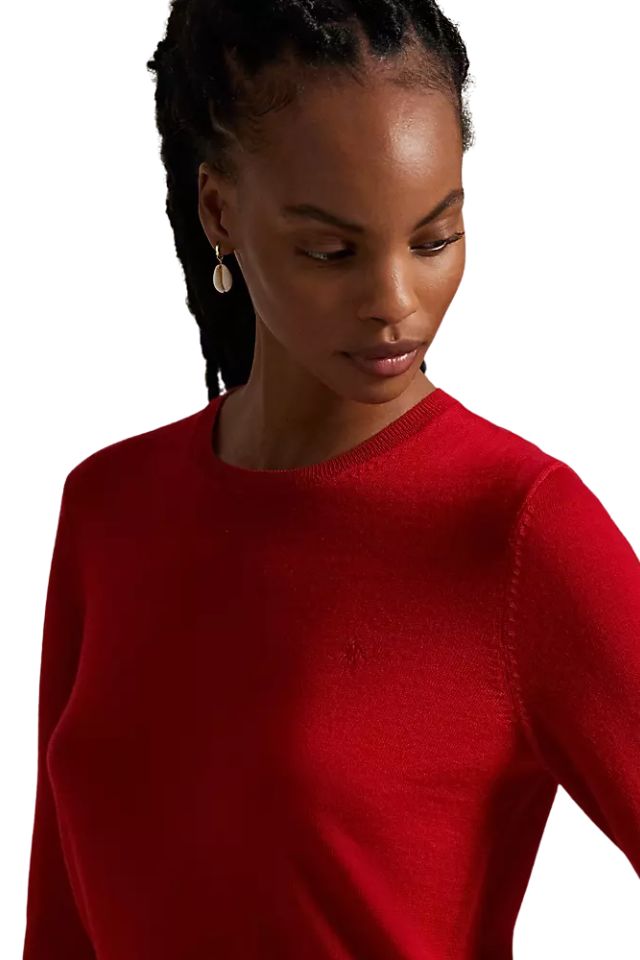 Wool Crew Neck Sweater - Red