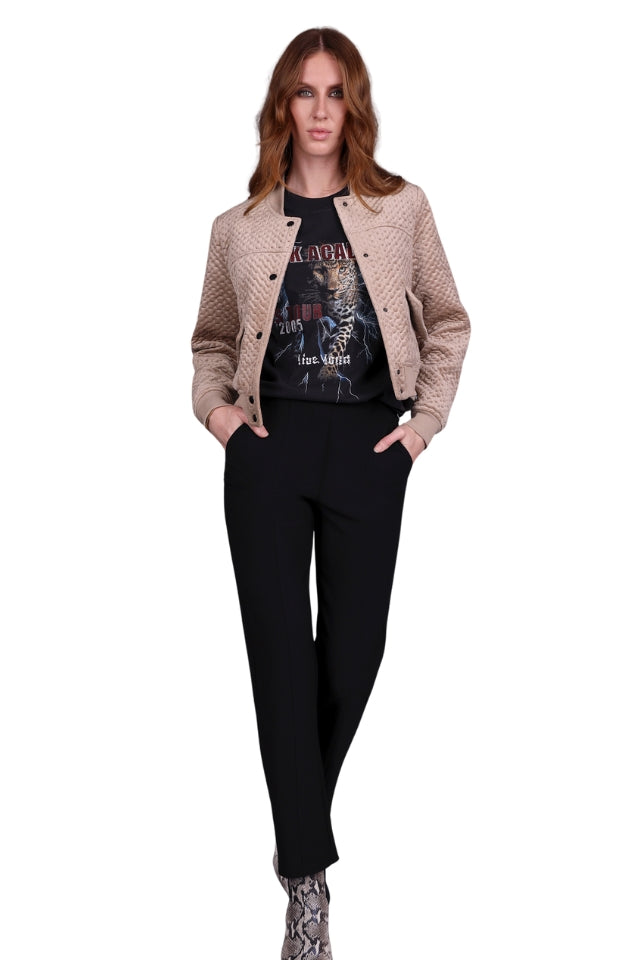 Crop Velvet Bomber - Taupe