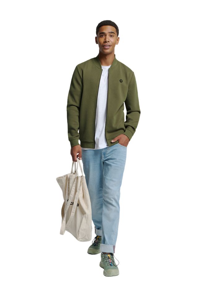 Sweatshirt Full Zip Bomber - Dark Moss