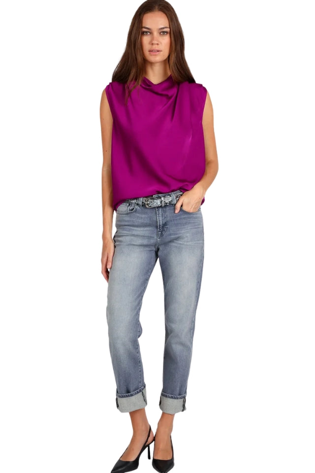 Drape Front Top - Cerise