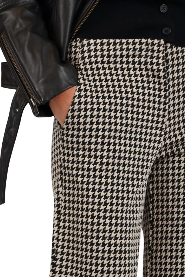 Houndstooth Wide Leg Knit Pant - Taupe