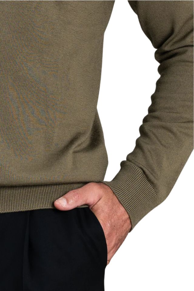 Naseby Olive Green Crew Neck Jersey