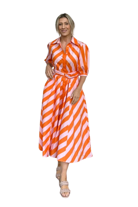 Bianca Dress - Orange & Pink