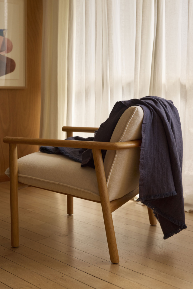 Oslo Lambswool Oxford Throw - Blue Lupin