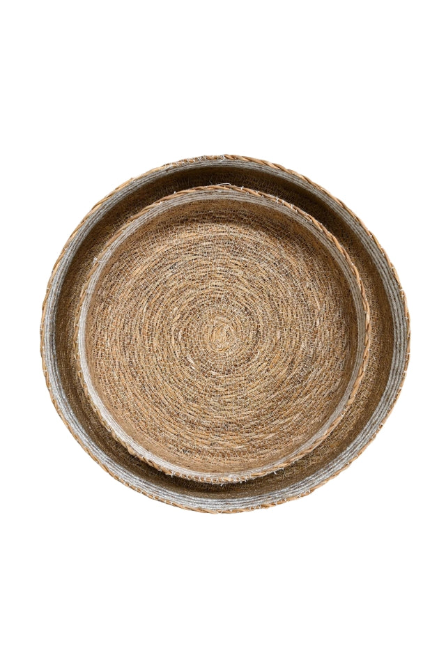 Ayla Flat Basket - Medium | Natural/White