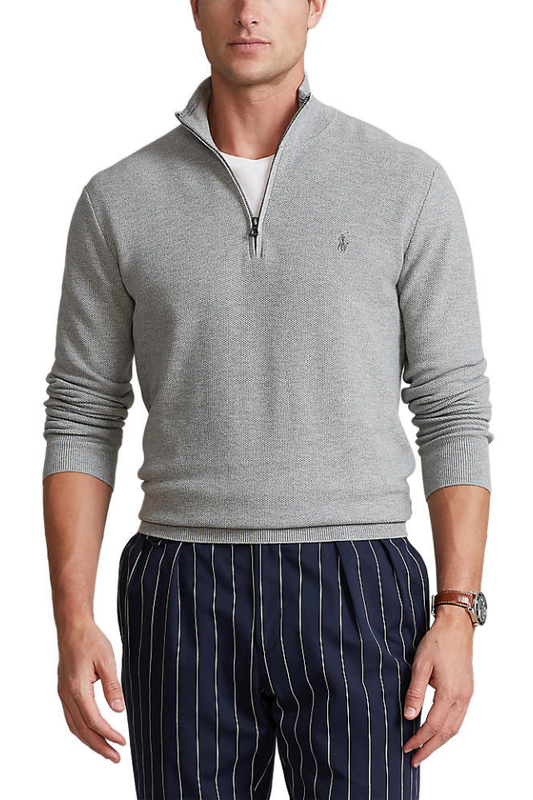 Mesh-Knit Cotton Quarter-Zip Sweater