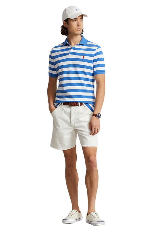 Striped Mesh Polo Shirt