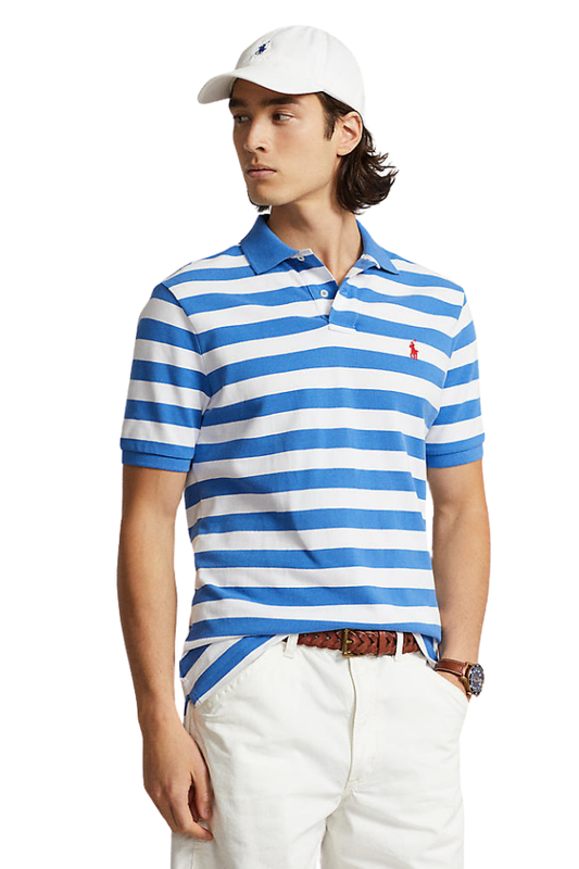 Striped Mesh Polo Shirt