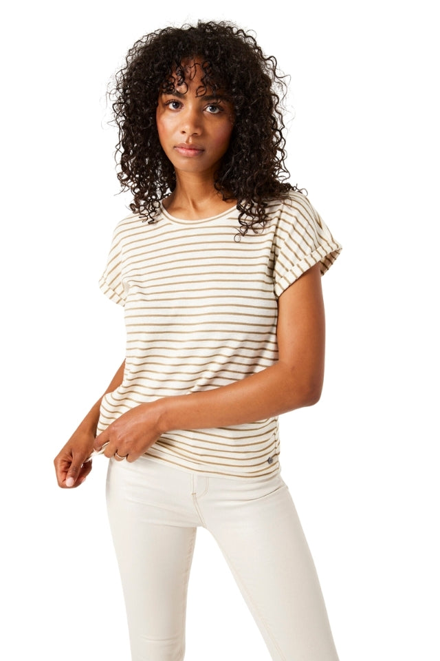 Narrow Stripe Tee - Coffee
