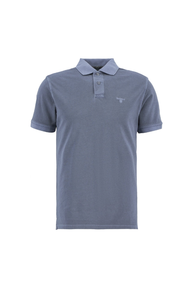 Washed Tartan Tailored Fit Pique Polo - Washed Sky