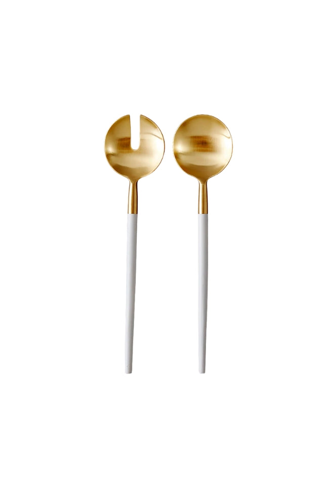 Napa Salad Server Set - Gold/White