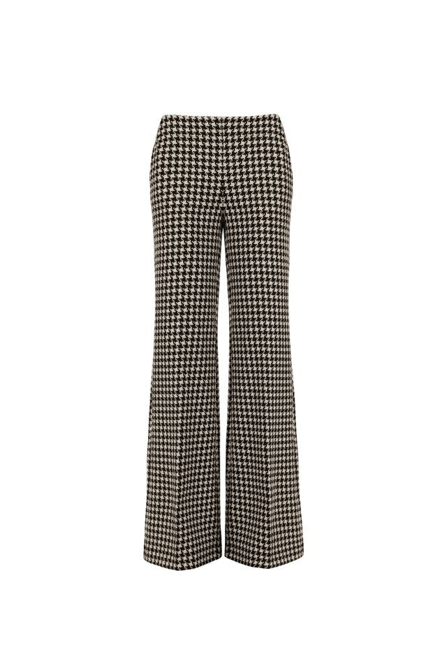 Houndstooth Wide Leg Knit Pant - Taupe