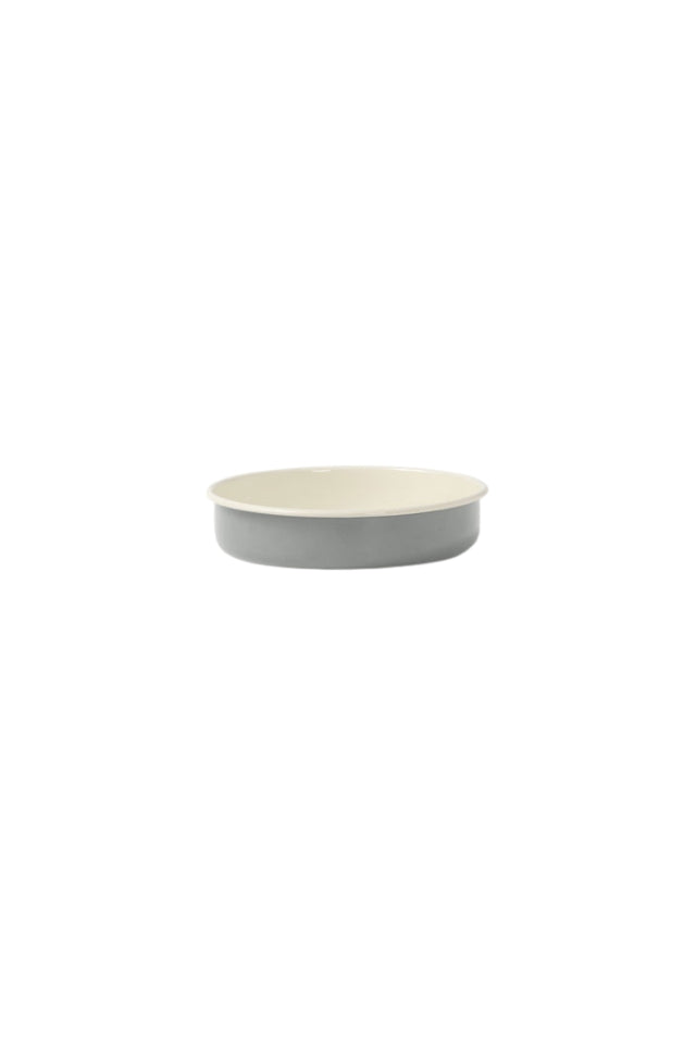 Enamel Round Baking Tray - Dark Grey/Cream