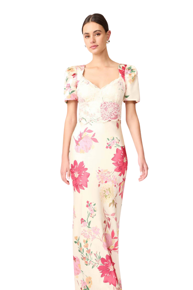 Rosalina Puff Sleeve Maxi Dress - Ivory Floral