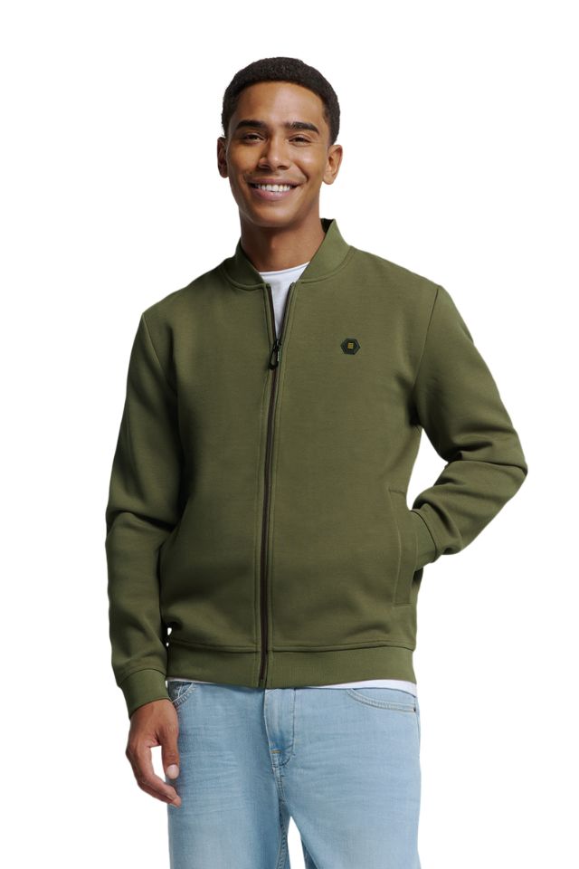 Sweatshirt Full Zip Bomber - Dark Moss