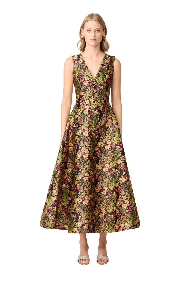 Cindy Gown - Black Floral Multi