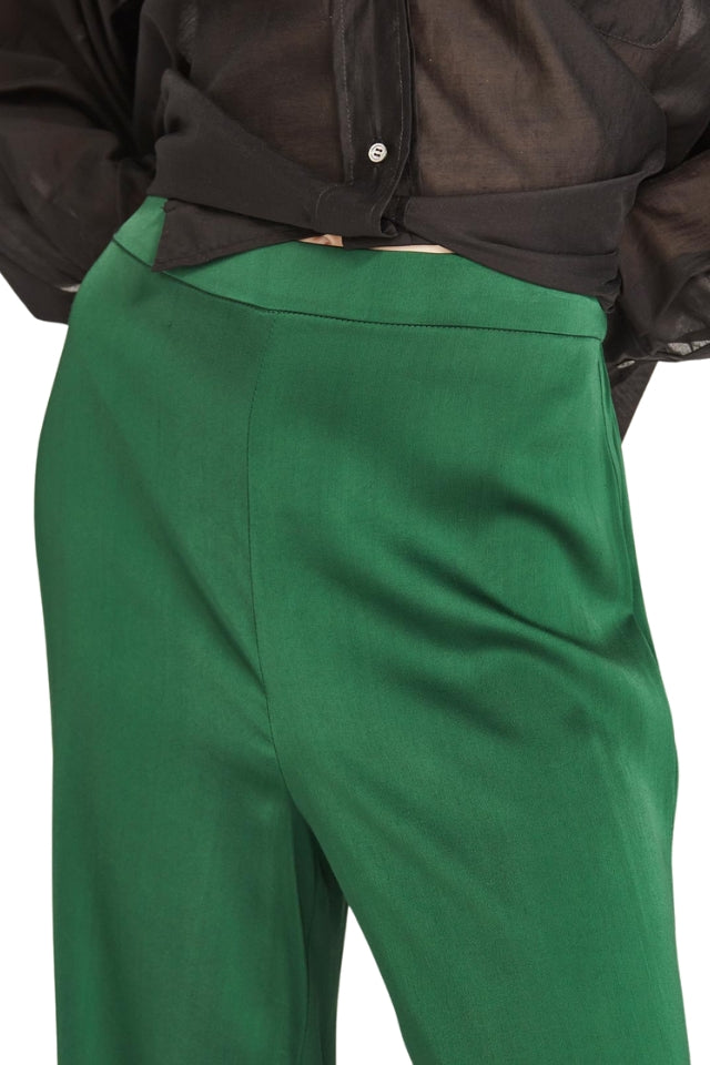 Satin Carrie Pant - Emerald