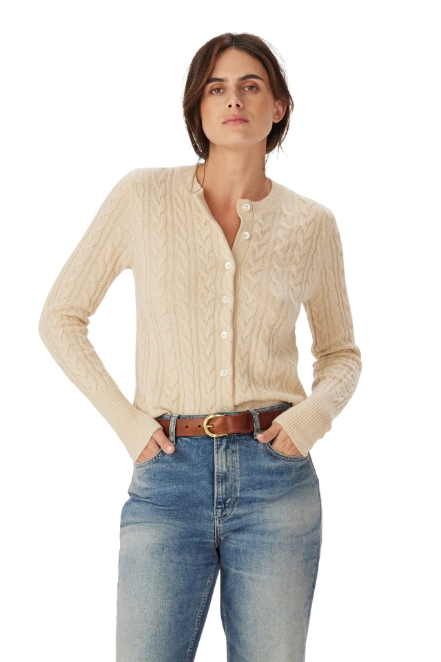 Seaforth Cable Knit Cardigan - Sand