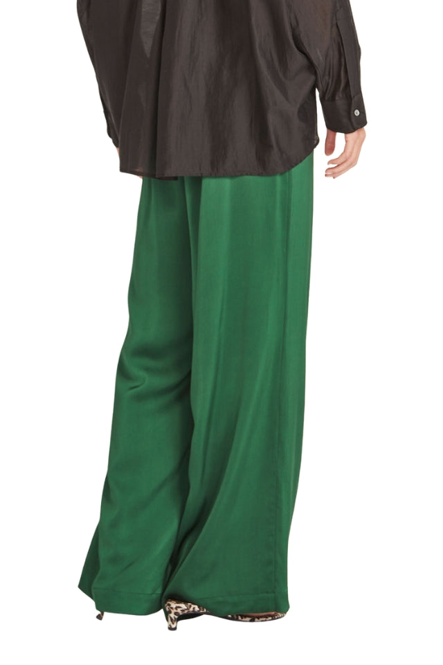 Satin Carrie Pant - Emerald