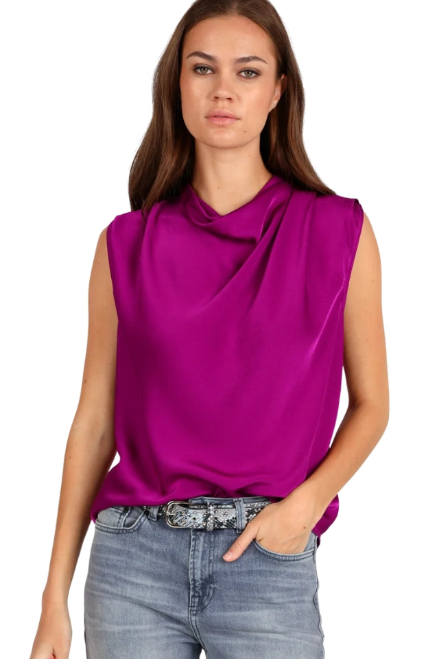 Drape Front Top - Cerise