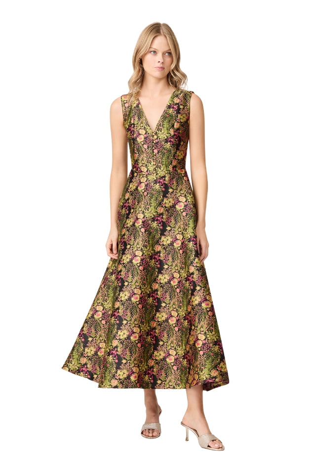 Cindy Gown - Black Floral Multi