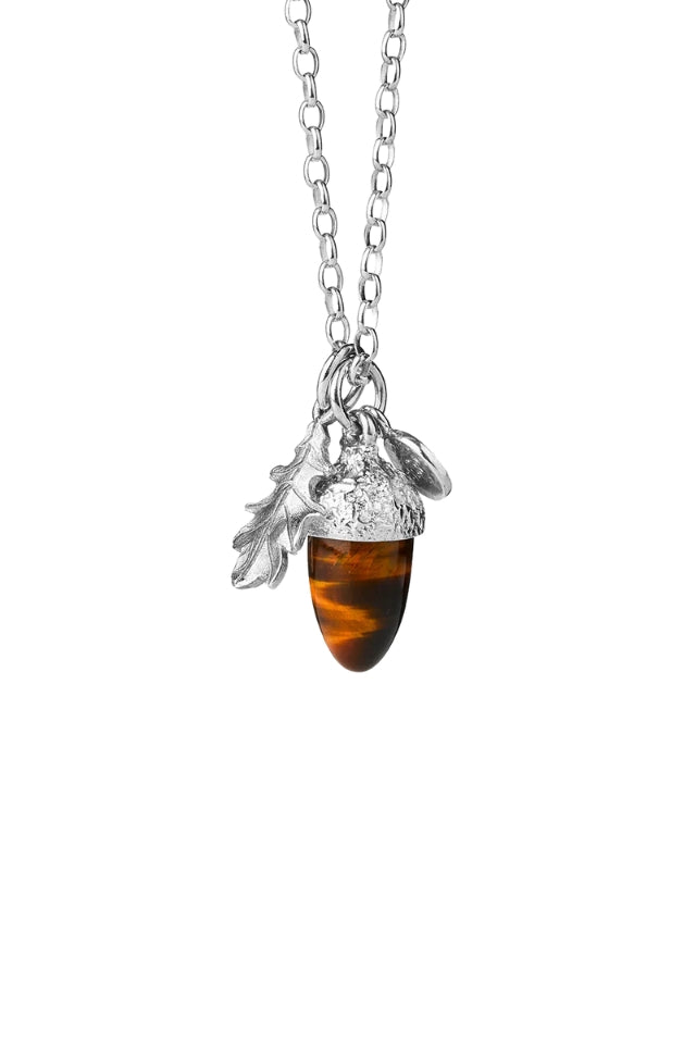 Acorn And Leaf Pendant with Tigers Eye