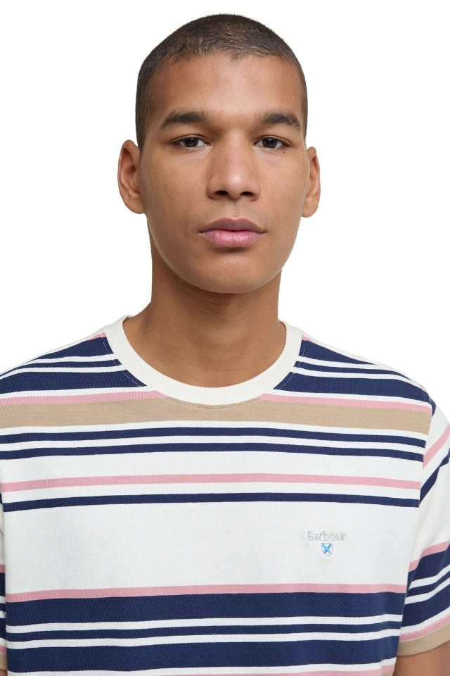 Aickmen Tailored Striped T-Shirt - Whisper White