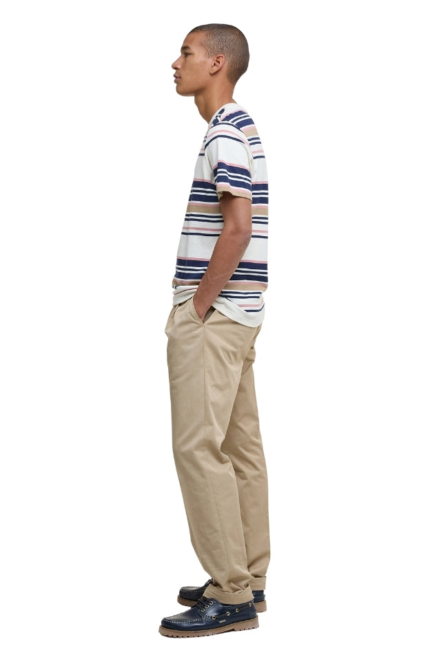 Aickmen Tailored Striped T-Shirt - Whisper White