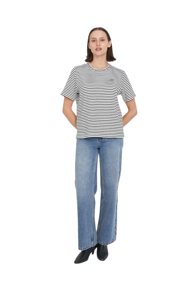 Alfie Stripe Classic Tee - Chalk/black