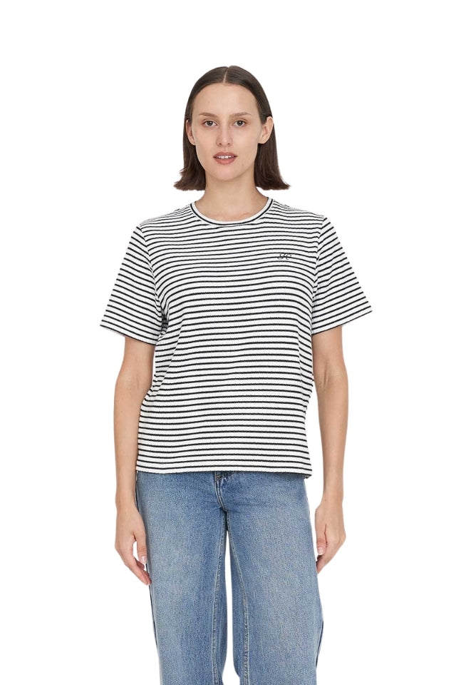 Alfie Stripe Classic Tee - Chalk/black