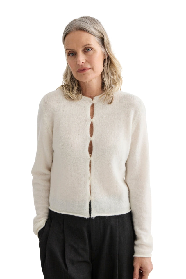 Alpaca Cropped Cardigan - Ivory