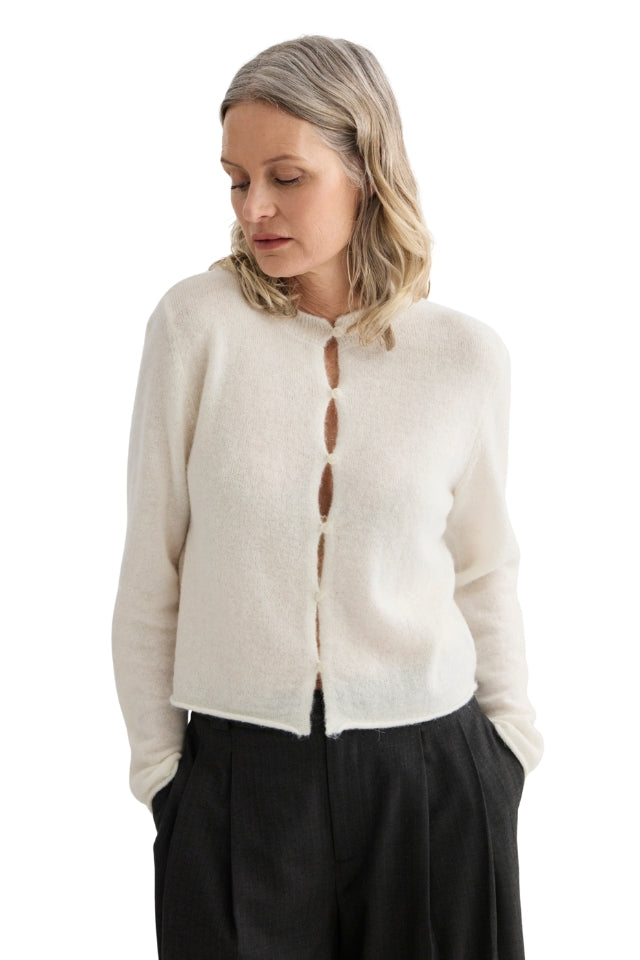Alpaca Cropped Cardigan - Ivory