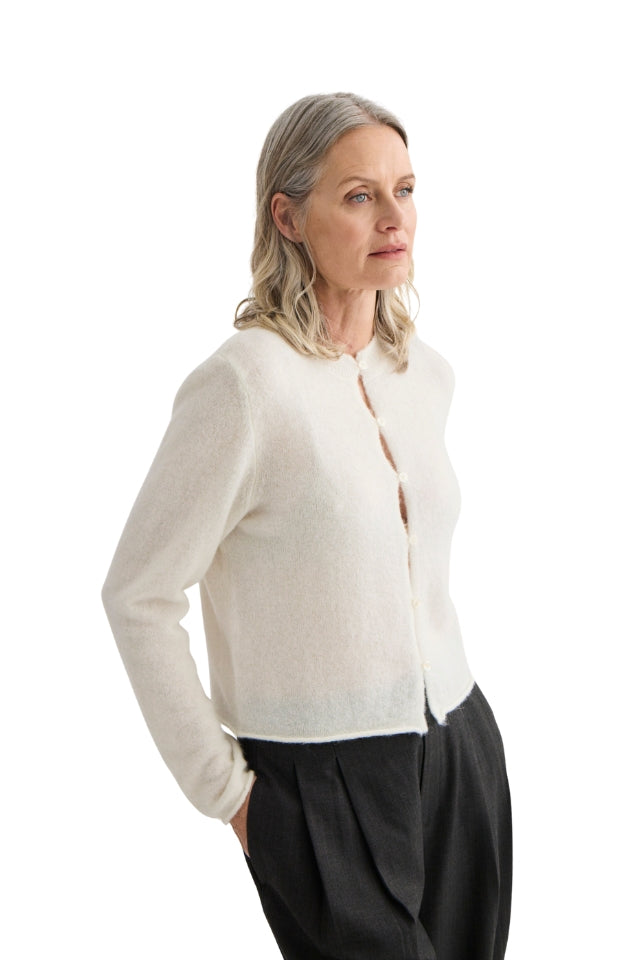 Alpaca Cropped Cardigan - Ivory