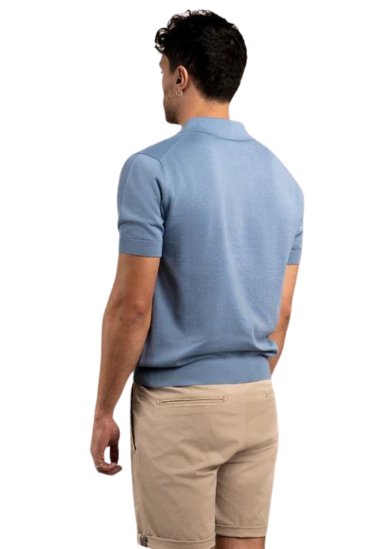 Amalfi Dusty Blue Knitted Polo