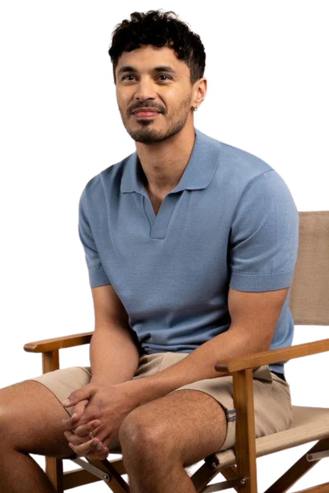 Amalfi Dusty Blue Knitted Polo