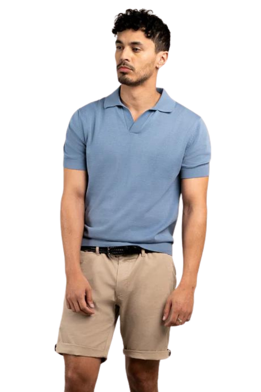 Amalfi Dusty Blue Knitted Polo