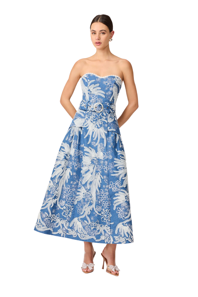 Anneliese Midi Dress - Blue Ivory