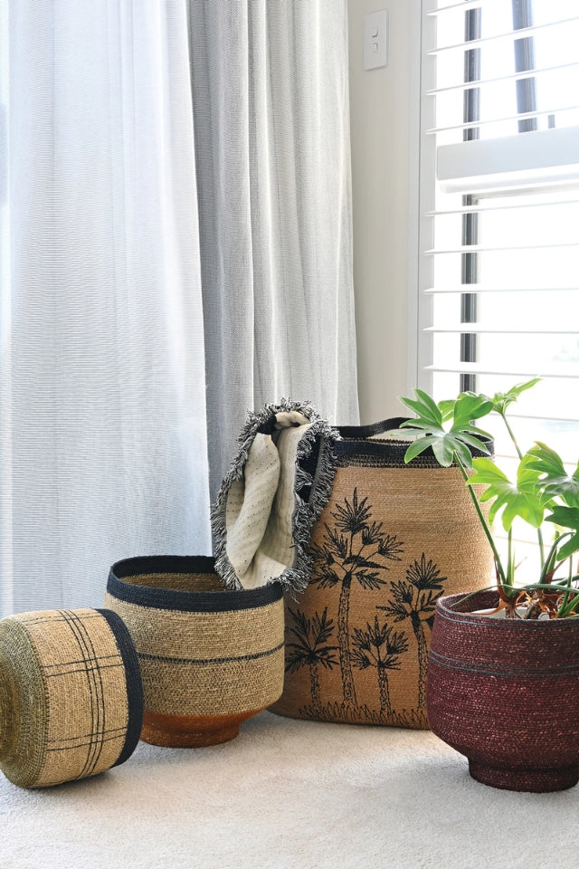 Kintu Collection Aria Basket - Natural/Crossed Lines